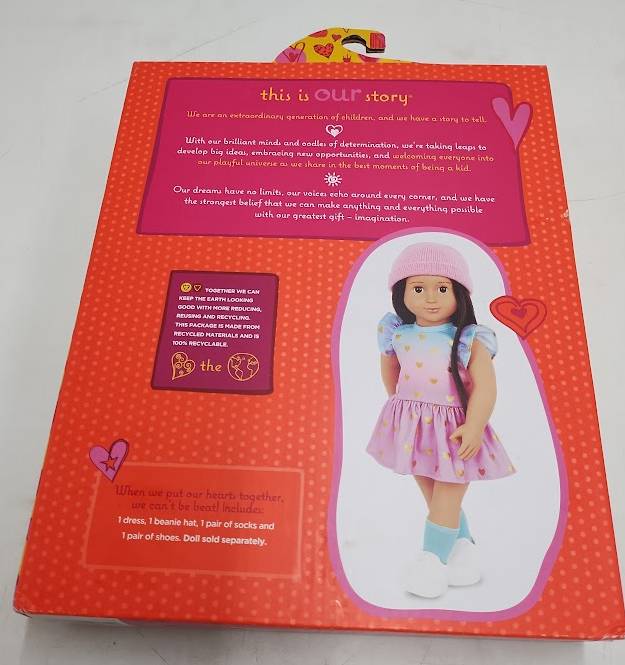 Our Generation Lovely Hearts Pink Hat & Gradient Dress Outfit for 18" Dolls