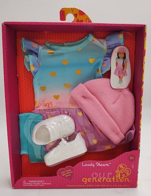 Our Generation Lovely Hearts Pink Hat & Gradient Dress Outfit for 18" Dolls