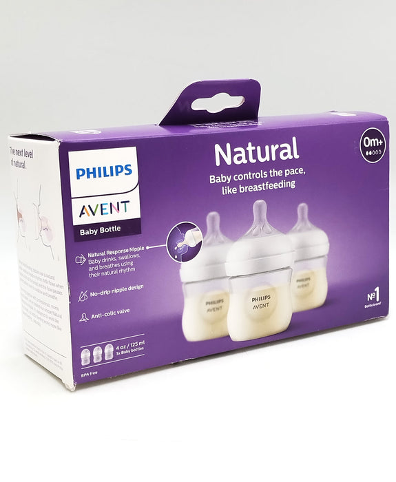 Philips Avent 3pk Natural Baby Bottle with Natural Response Nipple - Clear - 4oz
