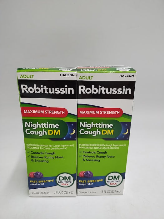2 PACK !! Robitussin Maximum Strength Nighttime Cough DM Syrup EXP 06/2026