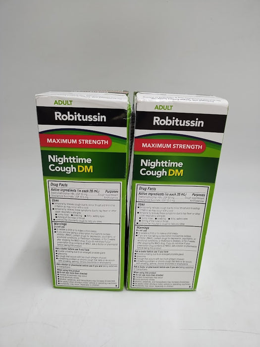 2 PACK !! Robitussin Maximum Strength Nighttime Cough DM Syrup EXP 06/2026