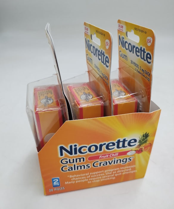 3 PACK!!! Nicorette 2mg Nicotine Gum -Fruit Chill-20ct EXP: 01/2027