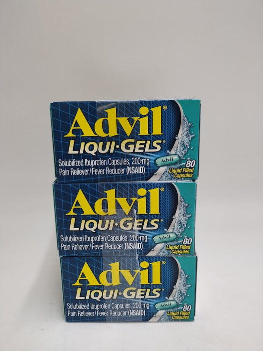 3 PACK !! Advil Ibuprofen LiquiGel SDCP (NSAID) - 80ct EXP 03/2026