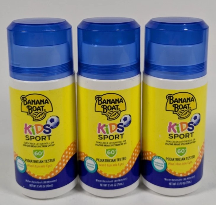 3 PACK!!! Banana Boat Kids Sunscreen Roll On - SPF 60+ - 2.5 fl oz EXP 08/2027