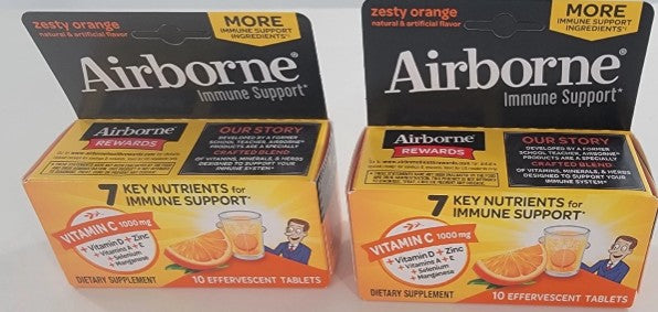 Airborne Dissolving Tablets - Zesty Orange - 10ct EXP 01/2027