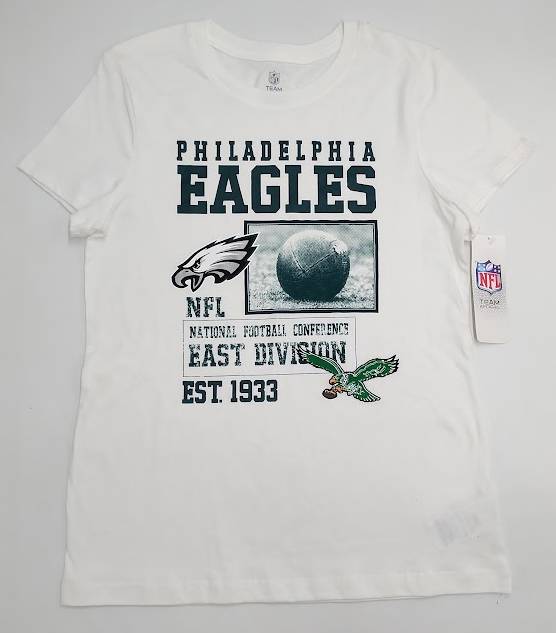 NFL Philadelphia Eagles Girls' White Short Sleeve T-Shirt SIZE XL (14/16)