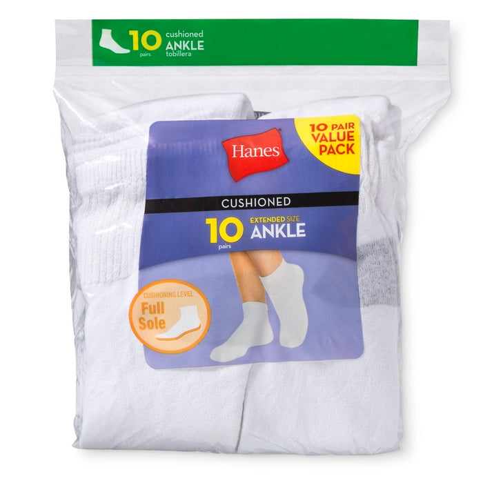 Hanes Red Label Women's 10pk Ankle Athletic Socks - White One Size