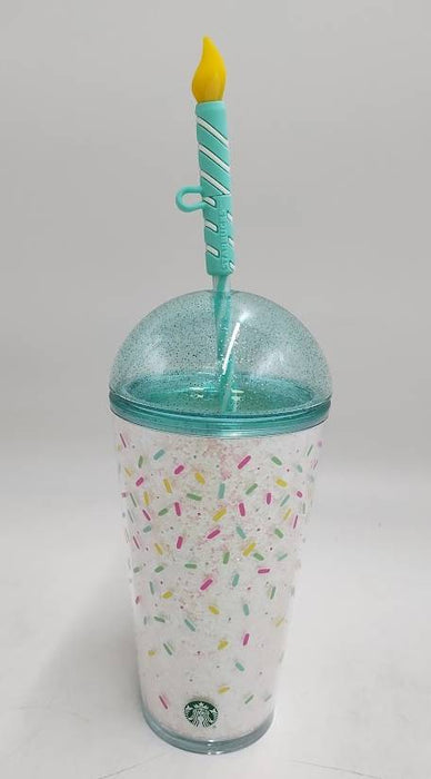 Starbucks 2025 Frappuccino 30th Anniversary Tumbler 16 Oz W/Candle Straw Topper