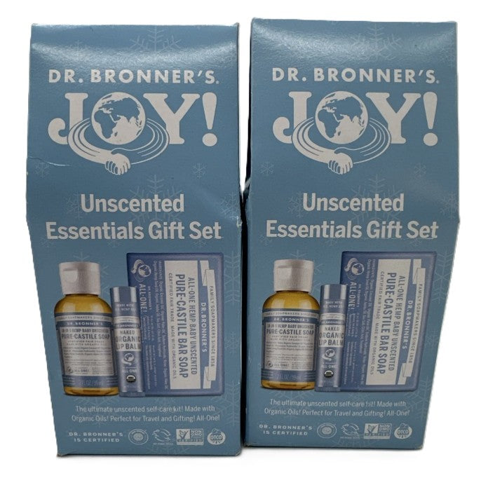 2 PACK!!! Dr. Bronner's Bar + Lip Balm Gift Set - Unscented - 2oz