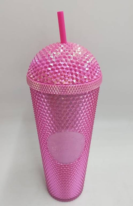 Starbucks Iridescent Pink Domed Studded Cold Cup 24 Oz