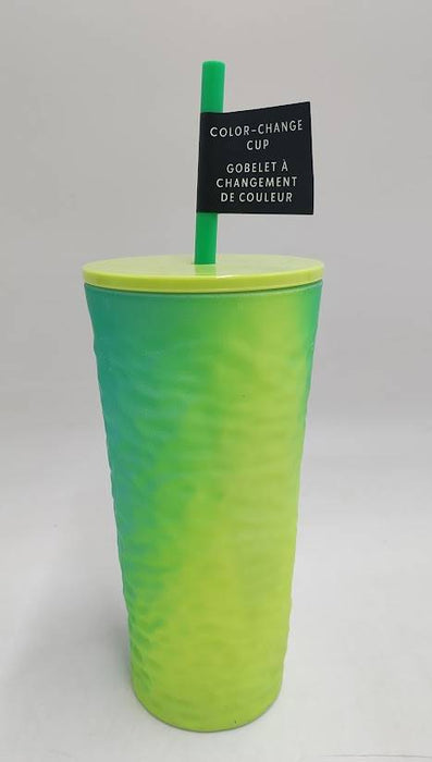 STARBUCKS 2025 Color Change Ripple Glass Green Yellow - READ DESCRIPTION