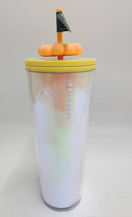 Starbucks 2024 Flower Charm Yellow Orange Swirl 24 Oz READ DESCRIPTION