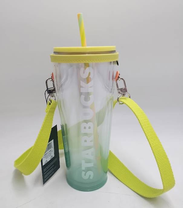 STARBUCKS SUMMER 2025 VIBRANT YELLOW COLD CUP & CARRY CASE 24 OZ.