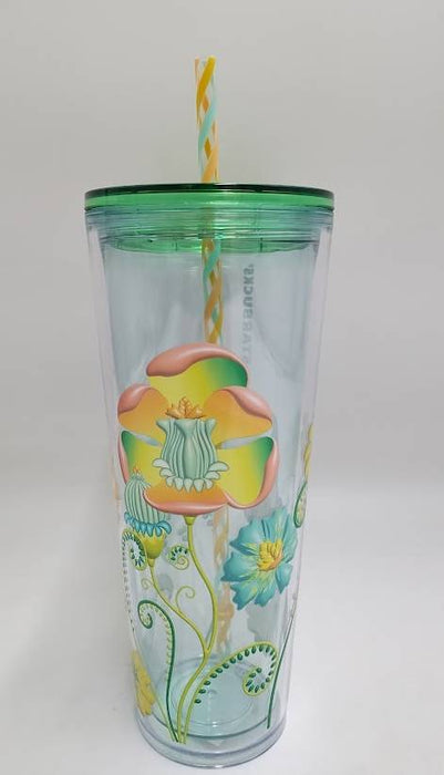 Starbucks Summer 2025 Floral Transparent Venti Tumbler READ DESCRIPTION