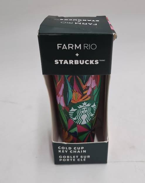 Farm Rio + Starbucks Tropical Print Cold Cup Keychain 2025 Limited Edition