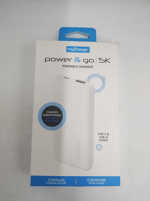 myCharge 5000mAh Power & Go Power Bank - White