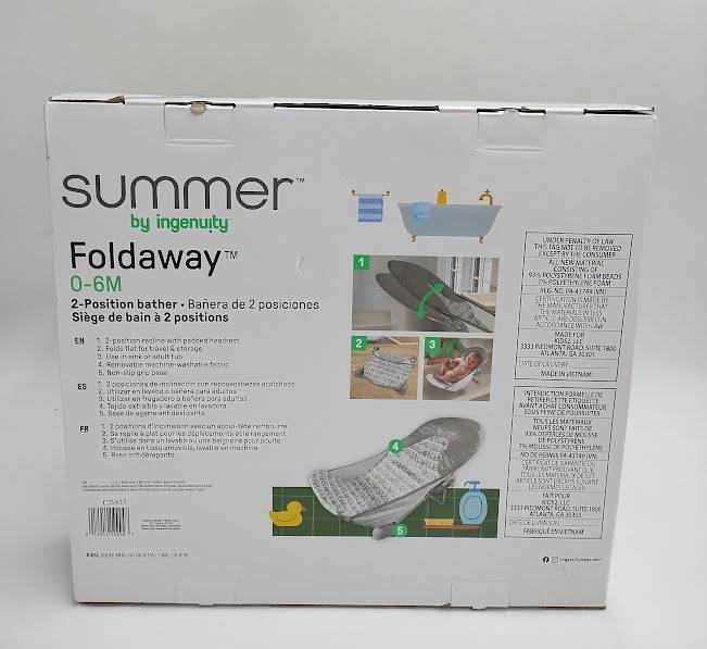 Summer by Ingenuity Foldaway 2 Position Baby Bather - Gray
