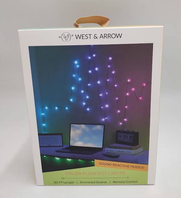 West & Arrow 30' Flexible Strand Dot Lights Sound Reactive with Remote Control