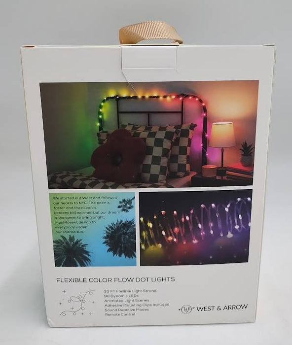West & Arrow 30' Flexible Strand Dot Lights Sound Reactive with Remote Control