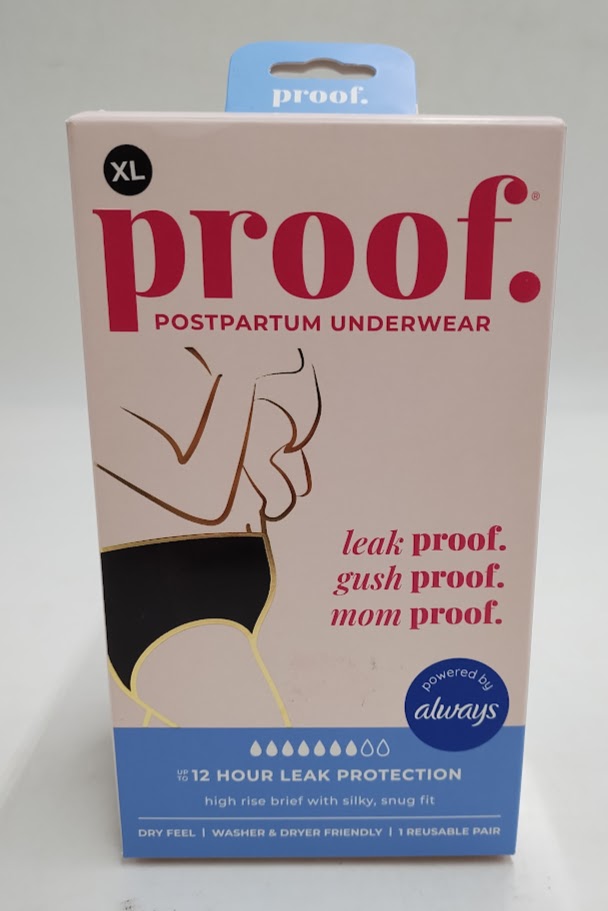 Proof Underwear Reusable Postpartum High Rise Brief, Super Heavy Absorbency - XL