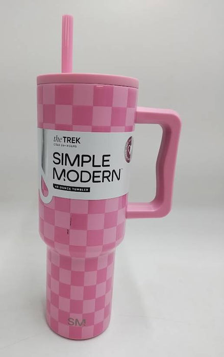 Simple Modern 40oz Checkmate Trek Straw Tumbler Pink SEE DETAILS