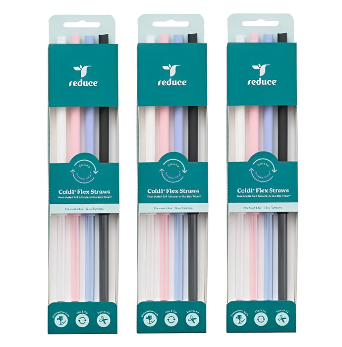 3 PACK!!! Reduce 4pk Silicone/Tritan Combo Replacement Flexi Straws XL