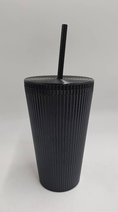 Starbucks Black Pleated Metallic Plastic Cold Cup - 16 fl oz