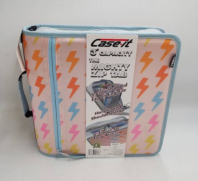 Case-it 3" Printed Nylon Ring Binder with Pockets - RAINBOW BOLTS - SEE DETAILS
