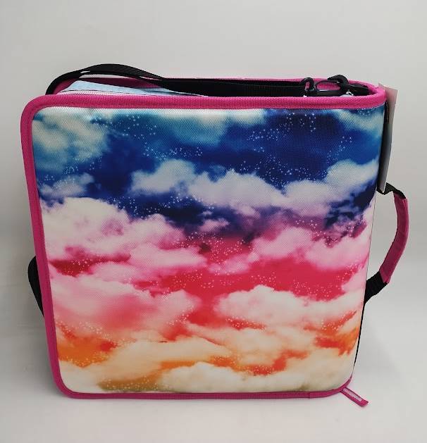 Case-it 3" Printed Nylon Ring Binder with Pockets - RAINBOW CLOUDS
