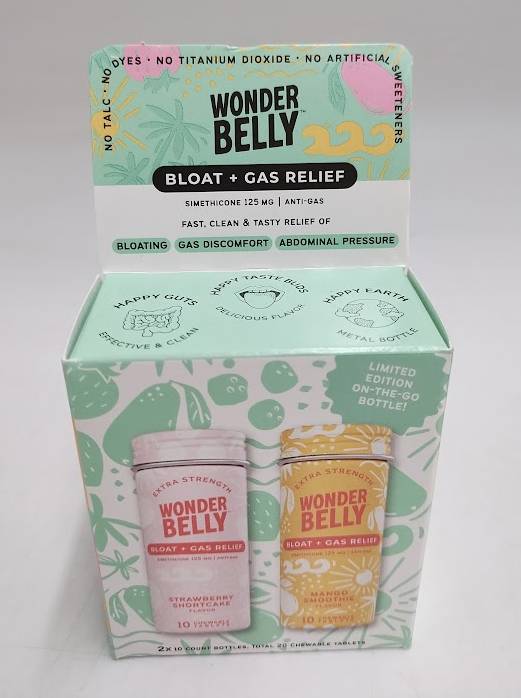 Wonderbelly Mini Bloat + Gas Digestive Tablet -STRAWBERRY & MANGO- EXP 10/26