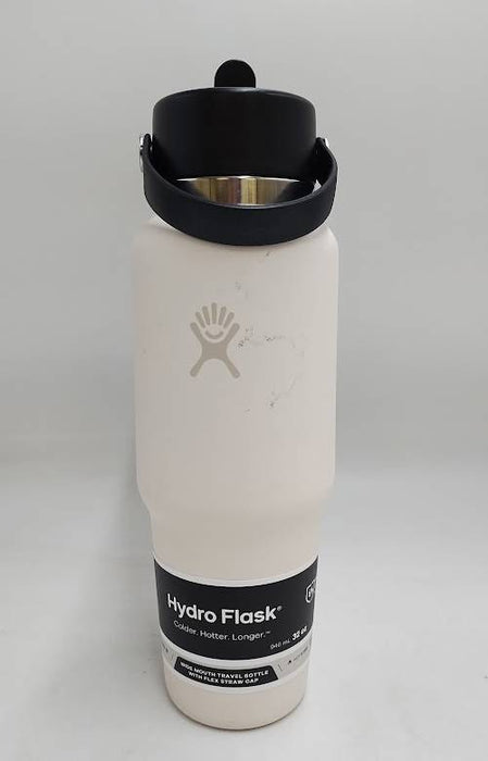Hydro Flask 32oz Wide Mouth Flex Straw Travel Water Bottle Ivory READ DESCRIPTION