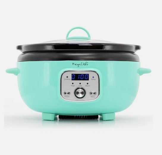 MegaChef 3.31qt Oval Electric Slow Cooker Turquoise
