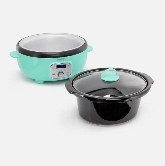 MegaChef 3.31qt Oval Electric Slow Cooker Turquoise