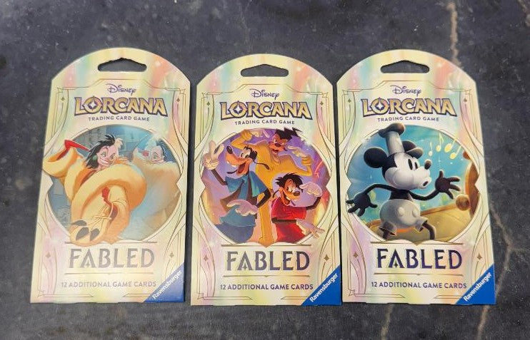 LOT OF 3 Disney Lorcana: Fabled Sleeved Booster Pack Art Bundle Set of 3 SEALED