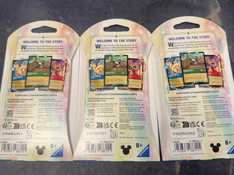 LOT OF 3 Disney Lorcana: Fabled Sleeved Booster Pack Art Bundle Set of 3 SEALED