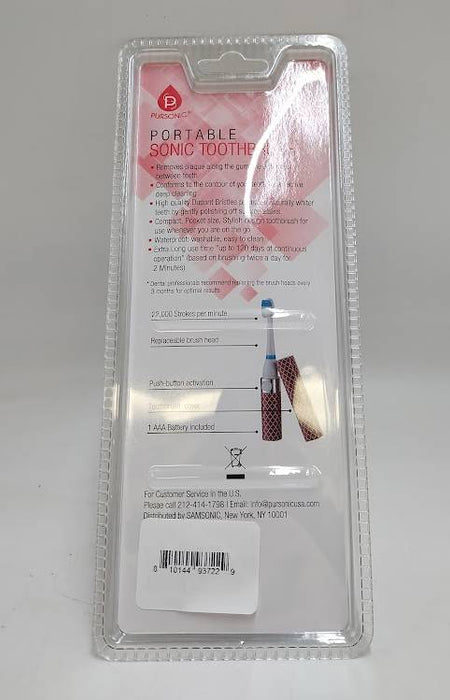Pursonic Portable Sonic Toothbrush with 3 Brush Heads - Pink Lattice