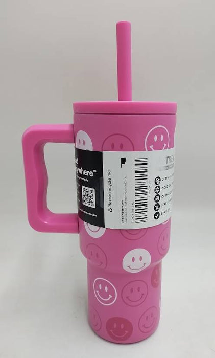 Simple Modern 24oz Trek Happy Faces Straw Tumbler Pink READ DESCRIPTION