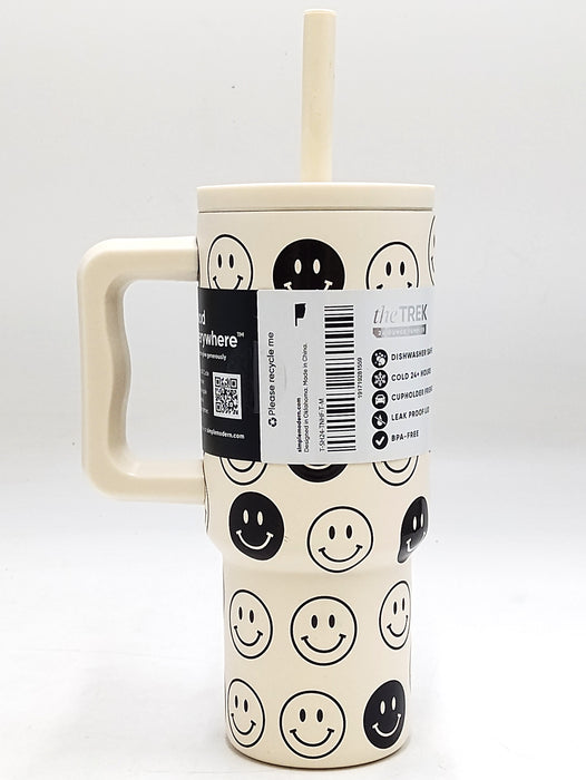 Simple Modern 24oz Happy Faces Trek Straw Tumbler White/Black *SEE DETAILS*