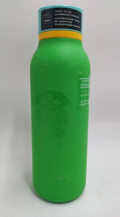 Starbucks Steel Green Water Bottle Twist Sip 32 Oz Tumbler READ DESCRIPTION