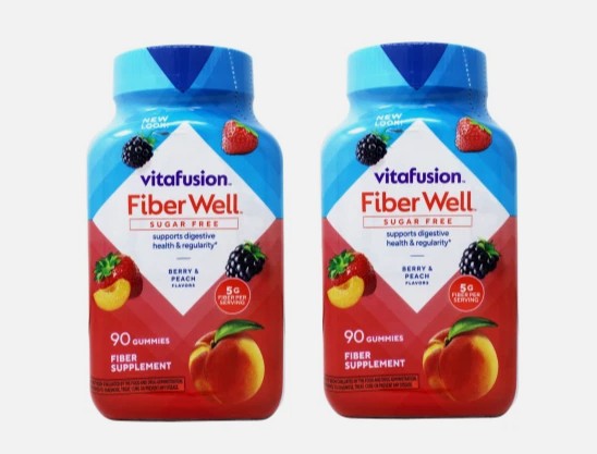 LOT OF 2!!! Vitafusion Fiber -Supplement Gummies -Fruit Flavor- 90ct EXP:04/2027