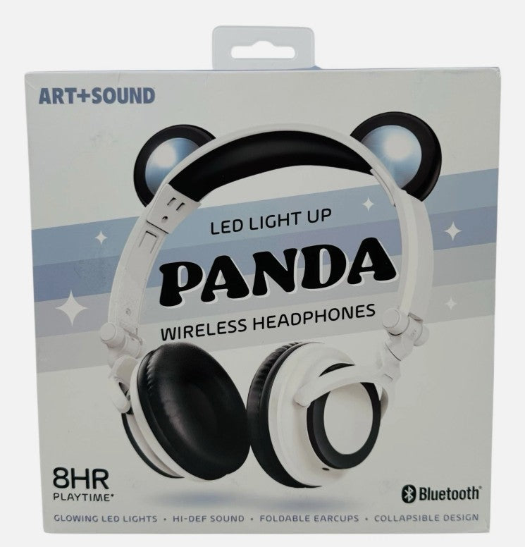 ART+SOUND LED Light Up Panda Bluetooth Wireless / Wired Headphones