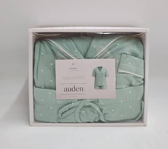 Women's Cloud Knit Short Sleeve Pajama Set - Auden Green/Polka Dot 3X