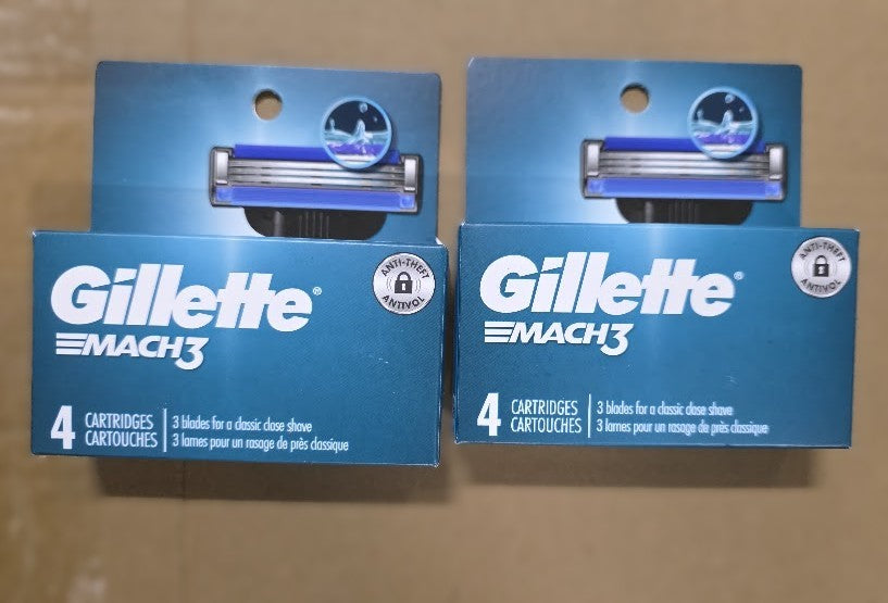 LOT OF 2!!!! Gillette Mach3 Men's Razor Blade Refills - 4ct