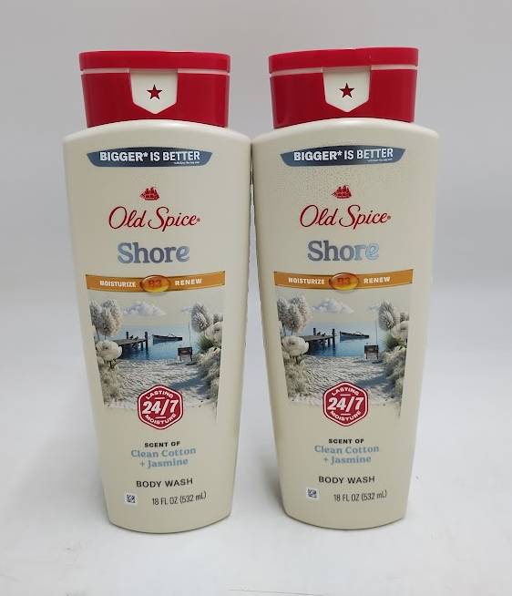 2 PACK!!! Old Spice Body Wash for Men - Shore - Clean Cotton & Jasmine Scented