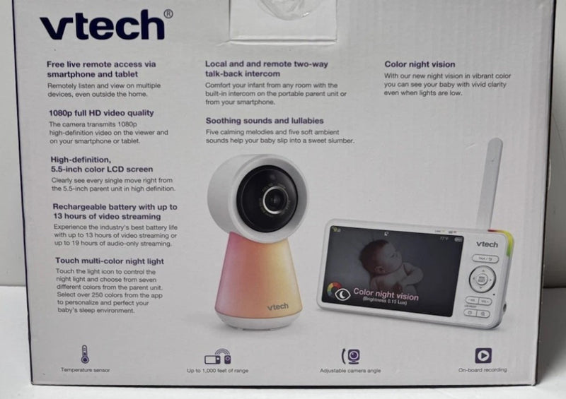 VTech 5.5" HD Smart Fixed Position Video Baby Monitor