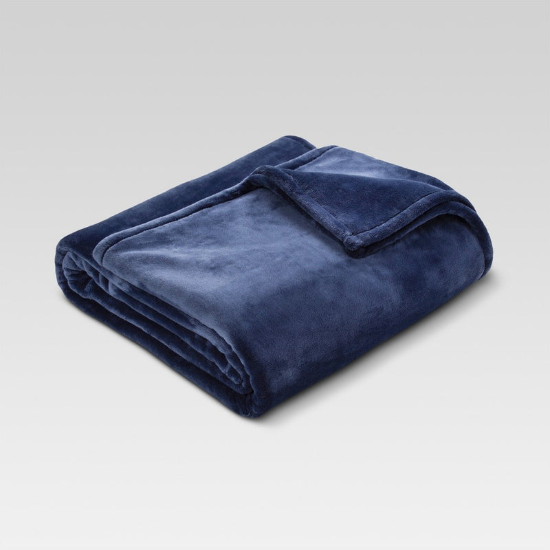 Full/Queen Microplush Bed Blanket Metallic Blue - Threshold&