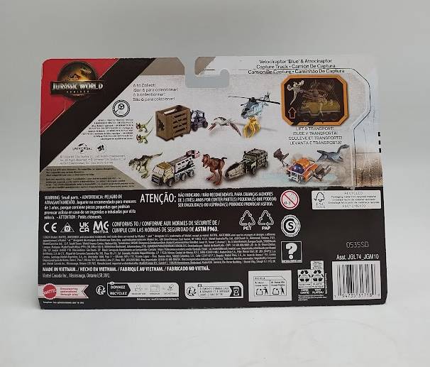 Matchbox Jurassic World Rebirth Dino Transport VELOCIRAPTOR BLUE & ATROCIRAPTOR