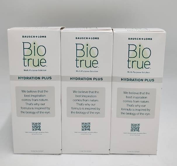 3 PACK!! Biotrue Hydration Plus Contact Lens Solution EXP 01/01/2027
