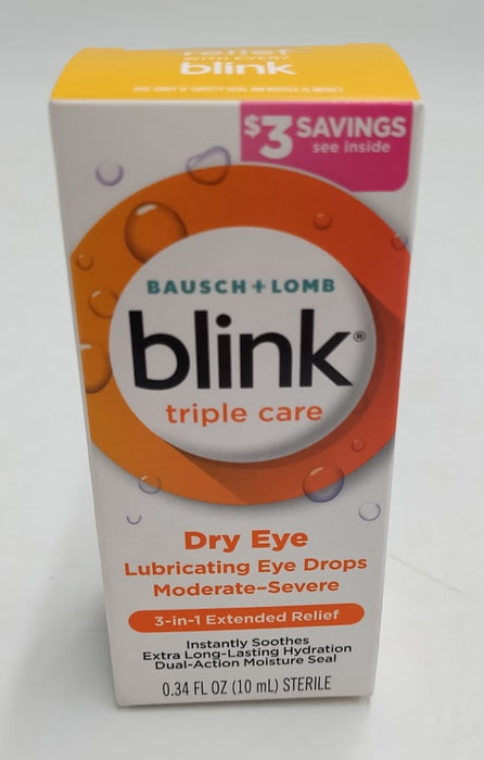 Blink Triple Care Hydrating and Lubricating Eye Drops for Dry Eyes - 10ml EXP: 08/2026