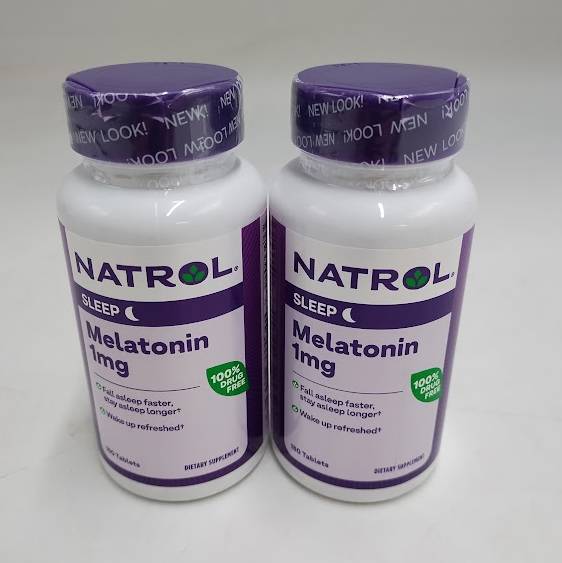 LOT OF 2 Natrol Melatonin, 1 mg, 180 Tablets EXP 07/26